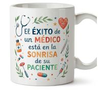 MUGFFINS taza medico con frase El éxito está en la sonrisa de su paciente en Español | regalo médico original para doctor, hospital, cumpleaños, amigo invisible, navidad | medicina v2
