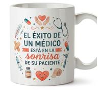 MUGFFINS taza medico con frase El éxito está en la sonrisa de su paciente en Español | regalo médico original para doctor, hospital, cumpleaños, amigo invisible, navidad | medicina v1