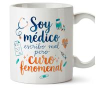 MUGFFINS taza medico Escribo mal pero curo fenomenal en Español regalo médico doctor doctora médica hospital cumpleaños amigo invisible navidad | medicina v2