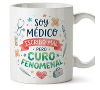 MUGFFINS taza medico Escribo mal pero curo fenomenal en Español regalo médico doctor doctora médica hospital cumpleaños amigo invisible navidad | medicina v1