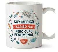 MUGFFINS taza medico Escribo mal pero curo fenomenal en Español regalo médico doctor doctora médica hospital cumpleaños amigo invisible navidad | medicina v4