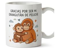 MUGFFINS taza mono punch con frase Gracias por ser mi orangután de peluche en Español | regalo novio, novia, pareja, marido, esposa, cumpleaños, aniversario | punch v2