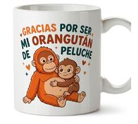 MUGFFINS taza mono punch con frase Gracias por ser mi orangután de peluche en Español | regalo novio, novia, pareja, marido, esposa, cumpleaños, aniversario | punch v1