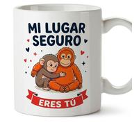 MUGFFINS taza mono punch con frase Mi lugar seguro eres tú en Español | regalo novio, novia, pareja, marido, esposa, cumpleaños, aniversario | punch v5