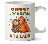 MUGFFINS taza mono punch con frase Siempre voy a estar a tu lado en Español | regalo novio, novia, pareja, marido, esposa, cumpleaños, aniversario | punch v1