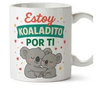 MUGFFINS taza mujer graciosa Estoy koaladito por ti en Español | regalo novia divertido, taza esposa graciosa, aniversario, regalos San Valentín, romántico, amor | 330 ml 11 oz | Pareja v3