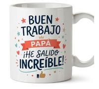 MUGFFINS taza papa con frase ¡Buen trabajo papá! ¡He salido increíble! en Español | regalo padre divertido | regalos cumpleaños padre graciosos | 330 Ml 11 oz | navidad | progenitores v3
