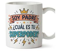 MUGFFINS taza papa con frase ¿cuál es tu superpoder? en Español 330 Ml/11 oz | regalo padre | regalos cumpleaños padre | navidad | progenitores v2
