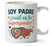 MUGFFINS taza papa con frase ¿cuál es tu superpoder? en Español 330 Ml/11 oz | regalo padre | regalos cumpleaños padre | navidad | progenitores v5