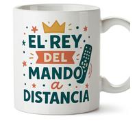 MUGFFINS taza papa con frase El rey del mando a distancia en Español | regalo padre divertido | regalos cumpleaños padre graciosos | 330 Ml 11 oz | navidad | Papá y mamá v1.2MA