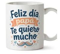 MUGFFINS taza papa con frase Feliz día papá Te quiero mucho en Español 330 Ml/11 oz | regalo padre | regalos cumpleaños padre | navidad | papi mami v5