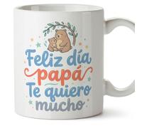MUGFFINS taza papa con frase Feliz día papá Te quiero mucho en Español 330 Ml/11 oz | regalo padre | regalos cumpleaños padre | navidad | papi mami v6