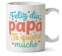MUGFFINS taza papa con frase Feliz día papá Te quiero mucho en Español 330 Ml/11 oz | regalo padre | regalos cumpleaños padre | navidad | papi mami v8