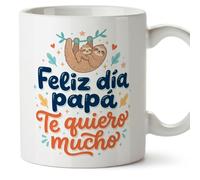 MUGFFINS taza papa con frase Feliz día papá Te quiero mucho en Español 330 Ml/11 oz | regalo padre | regalos cumpleaños padre | navidad | papi mami v2