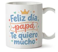 MUGFFINS taza papa con frase Feliz día papá Te quiero mucho en Español 330 Ml/11 oz | regalo padre | regalos cumpleaños padre | navidad | papi mami v1