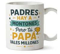 MUGFFINS taza papa con frase hay a montones pero tú papá vales millones en Español 330 Ml/11 oz | regalo padre | regalos cumpleaños padre | navidad | Papá y mamá v1.3MA