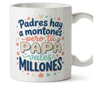 MUGFFINS taza papa con frase Padres hay a montones pero tú papá vales millones en Español 330 Ml/11 oz | regalo padre | regalos cumpleaños padre | navidad | papi mami v2
