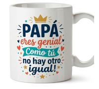 MUGFFINS taza papa con frase Papá eres genial Como tú no hay otro igual en Español 330 Ml/11 oz | regalo padre | regalos cumpleaños padre | navidad | progenitores v6