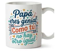 MUGFFINS taza papa con frase Papá eres genial Como tú no hay otro igual en Español 330 Ml/11 oz | regalo padre | regalos cumpleaños padre | navidad | progenitores v1