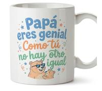 MUGFFINS taza papa con frase Papá eres genial Como tú no hay otro igual en Español 330 Ml/11 oz | regalo padre | regalos cumpleaños padre | navidad | papi mami v4