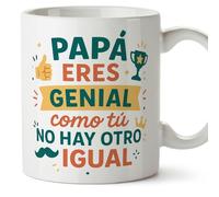 MUGFFINS taza papa con frase Papá eres genial Como tú no hay otro igual en Español 330 Ml/11 oz | regalo padre | regalos cumpleaños padre | navidad | Papá y mamá v1.2MA