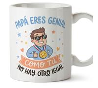 MUGFFINS taza papa con frase Papá eres genial Como tú no hay otro igual en Español 330 Ml/11 oz | regalo padre | regalos cumpleaños padre | navidad | papi mami v1