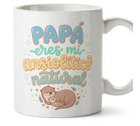 MUGFFINS taza papa con frase Papá eres mi ansiolítico natural en Español 330 Ml/11 oz | regalo padre | regalos cumpleaños padre | navidad | papi mami v3