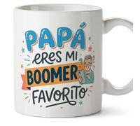 MUGFFINS taza papa con frase Papá eres mi boomer favorito en Español 330 Ml/11 oz | regalo padre | regalos cumpleaños padre | navidad | papi mami v4