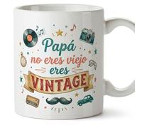 MUGFFINS taza papa con frase Papá no eres viejo eres vintage en Español | regalo padre divertido | regalos cumpleaños padre graciosos | 330 Ml 11 oz | navidad | progenitores v4