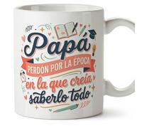 MUGFFINS taza papa con frase Papá perdón por la época en la que creía saberlo todo en Español | regalo padre divertido | regalos cumpleaños padre graciosos | 330 Ml 11 oz | navidad | progenitores v1