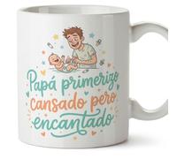 MUGFFINS taza papa con frase Papá primerizo cansado pero encantado en Español 330 Ml/11 oz | regalo padre | regalos cumpleaños padre | navidad | papi mami v3