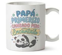 MUGFFINS taza papa con frase Papá primerizo cansado pero encantado en Español 330 Ml/11 oz | regalo padre | regalos cumpleaños padre | navidad | papi mami v1