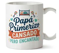 MUGFFINS taza papa con frase Papá primerizo cansado pero encantado en Español 330 Ml/11 oz | regalo padre | regalos cumpleaños padre | navidad | progenitores v3