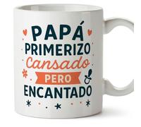MUGFFINS taza papa con frase Papá primerizo cansado pero encantado en Español 330 Ml/11 oz | regalo padre | regalos cumpleaños padre | navidad | Papá y mamá v1.3MA