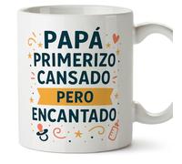 MUGFFINS taza papa con frase Papá primerizo cansado pero encantado en Español 330 Ml/11 oz | regalo padre | regalos cumpleaños padre | navidad | pa y ma v2
