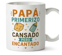 MUGFFINS taza papa con frase Papá primerizo cansado pero encantado en Español 330 Ml/11 oz | regalo padre | regalos cumpleaños padre | navidad | pa y ma v3