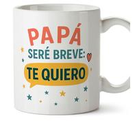 MUGFFINS taza papa con frase Papá seré breve: te quiero en Español 330 Ml/11 oz | regalo padre | regalos cumpleaños padre | navidad | pa y ma v2