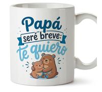 MUGFFINS taza papa con frase Papá seré breve: te quiero en Español 330 Ml/11 oz | regalo padre | regalos cumpleaños padre | navidad | papi mami v1