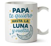 MUGFFINS taza papa con frase Papá te quiero hasta la luna y vuelta en Español 330 Ml/11 oz | regalo padre | regalos cumpleaños padre | navidad | pa y ma v2