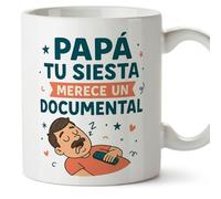 MUGFFINS taza papa con frase Papá tu siesta merece un documental en Español | regalo padre divertido | regalos cumpleaños padre graciosos | 330 Ml 11 oz | navidad | pa y ma v2