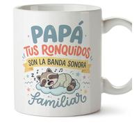 MUGFFINS taza papa con frase Papá tus ronquidos son la banda sonora familiar en Español 330 Ml/11 oz | regalo padre | regalos cumpleaños padre | navidad | papi mami v4