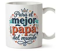 MUGFFINS taza papa con frase Para el mejor papá del mundo en Español 330 Ml/11 oz | regalo padre | regalos cumpleaños padre | navidad | progenitores v3