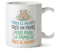 MUGFFINS taza papa con frase Para el mundo eres un padre pero para la familia eres el mundo en Español 330 Ml/11 oz | regalo padre | navidad | papi mami v4