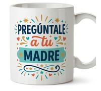 MUGFFINS taza papa con frase Pregúntale a tu madre en Español | regalo padre divertido | regalos cumpleaños padre graciosos | 330 Ml 11 oz | navidad | progenitores v2