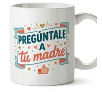 MUGFFINS taza papa con frase Pregúntale a tu madre en Español | regalo padre divertido | regalos cumpleaños padre graciosos | 330 Ml 11 oz | navidad | progenitores v3