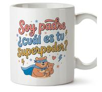 MUGFFINS taza papa con frase Soy padre ¿cuál es tu superpoder? en Español 330 Ml/11 oz | regalos cumpleaños padre | navidad | papi mami v1
