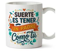 MUGFFINS taza papa con frase Suerte es tener como tú en Español 330 Ml/11 oz | regalo padre | regalos cumpleaños padre | navidad | progenitores v5