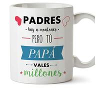 MUGFFINS Taza Papá - Padres hay a montones pero tú PAPÁ vales millones - Taza Desayuno con Frases/Mensajes. Idea Regalo Día del Padre. Cerámica 3