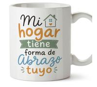 MUGFFINS taza para amigas y amigos Amistad v1 | Cerámica 330 ml; «Mi hogar tiene forma de abrazo tuyo» en Español