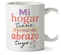 MUGFFINS taza para amigas y amigos Amistad v5 | Cerámica 330 ml; «Mi hogar tiene forma de abrazo tuyo» en Español